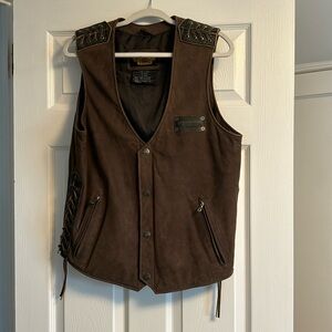 Harley Davidson motorcycles authentic brown leather suede vest